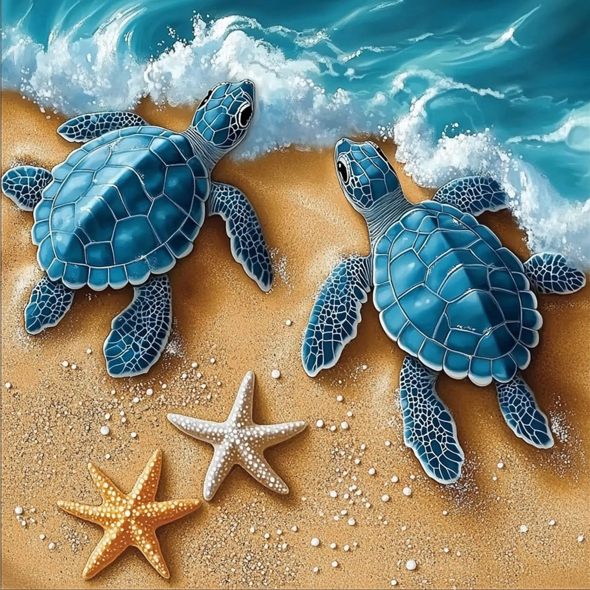 NEWENMO Turtles Diamonds Painting Kits for Adults Beginner, DIY 5D Starfish Diamond Art Paint with Round Diamonds, Full Drill Gem Art Beach Diamonds Art Painting for Home Wall Decor 12x12 Inch NEWENMO