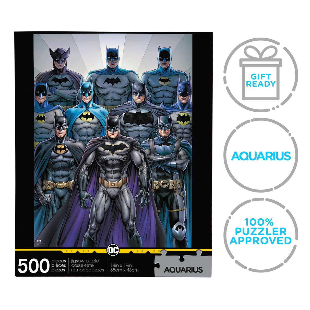 AQUARIUS DC Comics Batman Batsuits Puzzle (500 Piece Jigsaw Puzzle) - Glare Free - Precision Fit - Officially Licensed DC Comics Merchandise & Collectibles - 14 x 19 Inches AQUARIUS