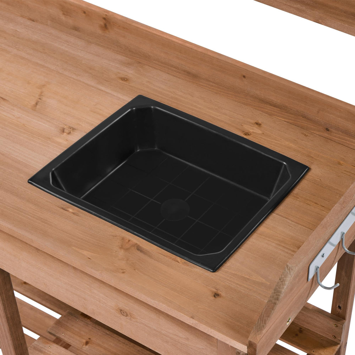 Yaheetech Potting Bench Outdoor Garden Work Bench Station Planting Solid Wood Construction for Horticulture w/Sink Drawer Rack Shelves Brown Yaheetech