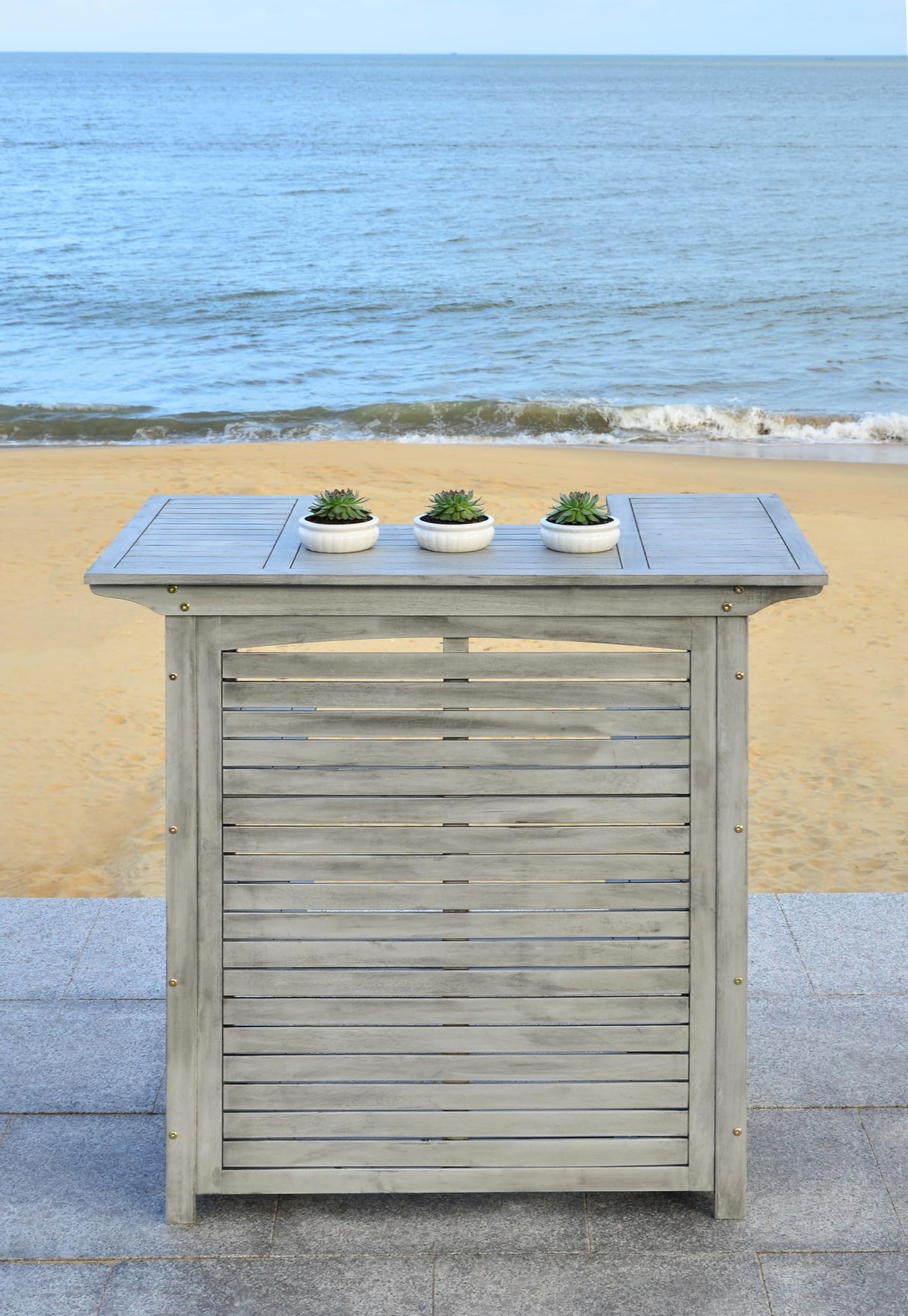 Safavieh Outdoor Living Collection Monterey Washed Bar Table, Grey Safavieh