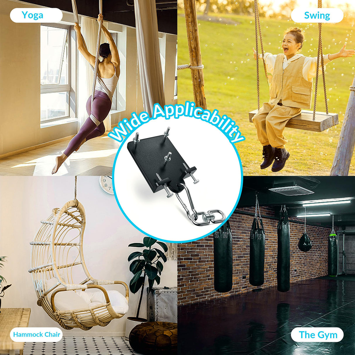 1200lb Heavy Punching Boxing Bag Hanger, 360° Beam Punching Bag Hanger, Rafter Heavy Bag Mount Hook, Punching Bag Mounting Bracket, Rotation Wall Ceiling Mount Bracket for Muay Thai,Yoga Swing,Hammock AIYOTAR