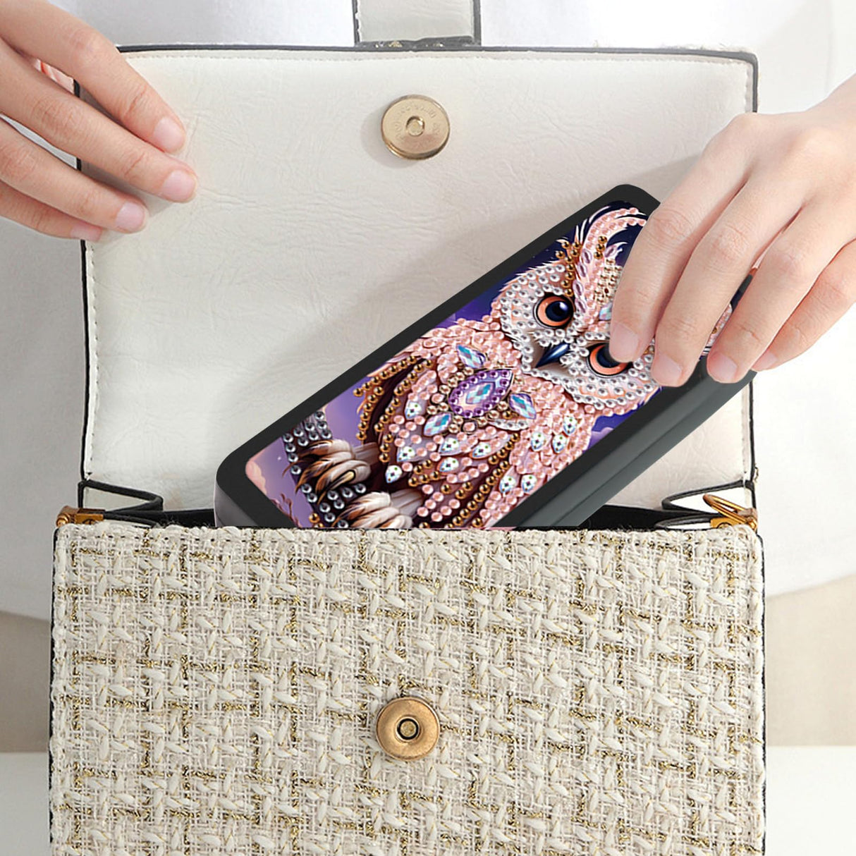 LazyFold Diamond Art Painting Eye Glasses Storage Box, DIY owl Diamond Art Painting Sunglass Case for Adults, Handmade Diamond Art Glasses Case Art Craft Travel Gift LazyFold