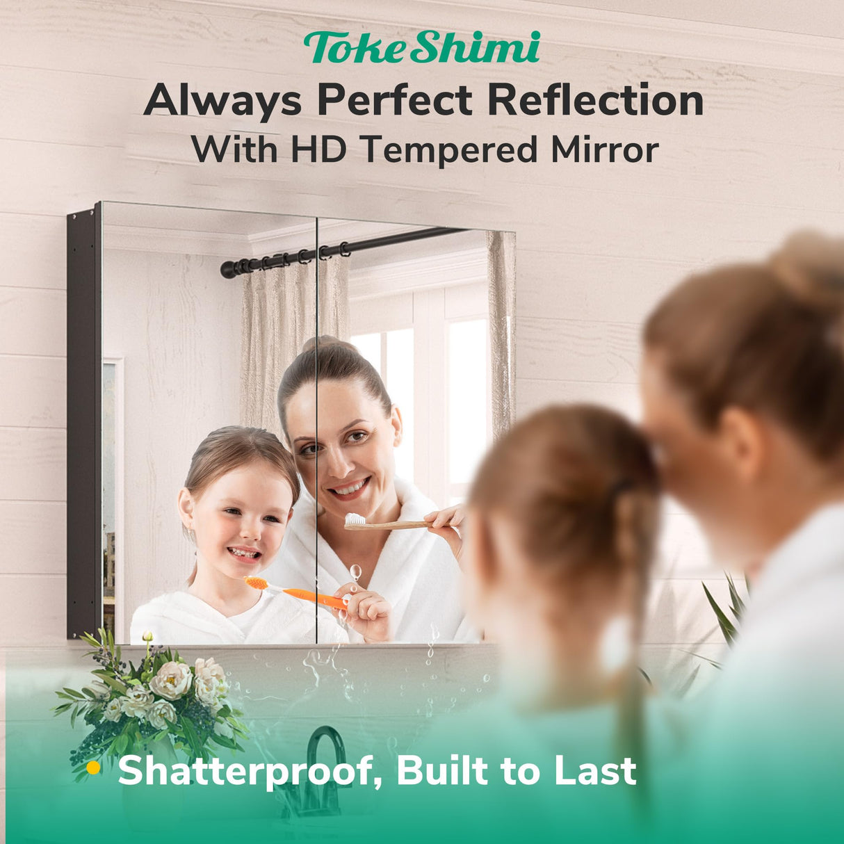 TokeShimi 20x26 Medicine Cabinet Mirror with Storage Tempered, Aluminum Surface Mount or Recessed Medicine Cabinet Silver with Adjustable Shelves for Bathroom Vanity Modern Farmhouse TokeShimi