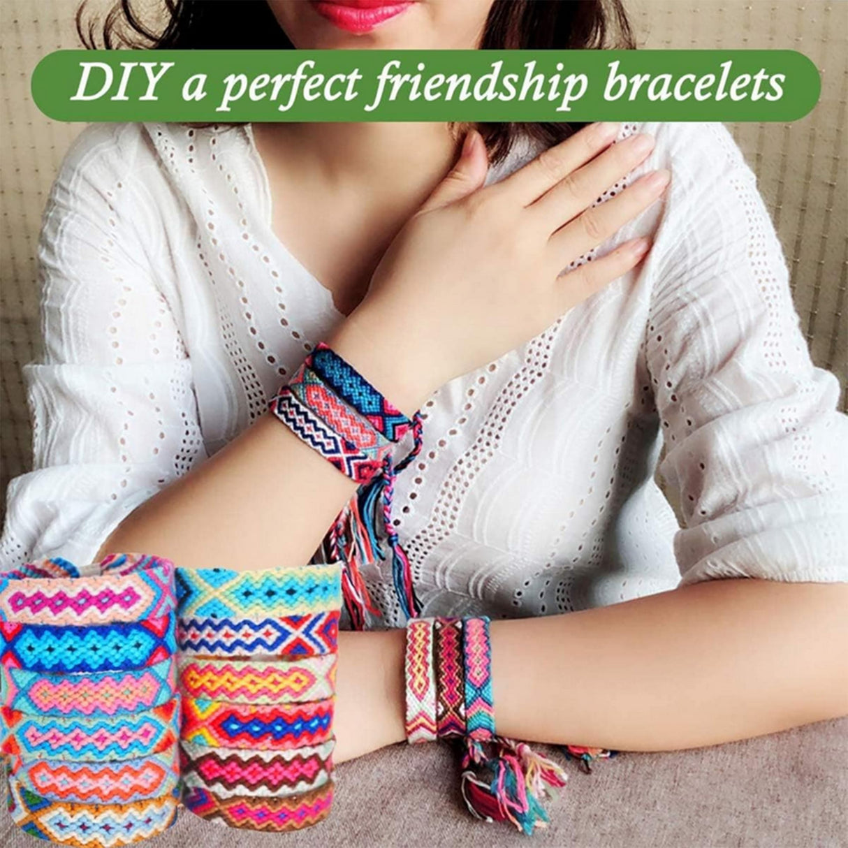 XMZCOLA Embroidery kit for Beginners Adults,1200 Pcs + Friendship Bracelet String Kits with Storage Box,95 Colors Embroidery Thread and 1000 Crafts Beads,Embroidery Floss and Accessories XMZCOLA