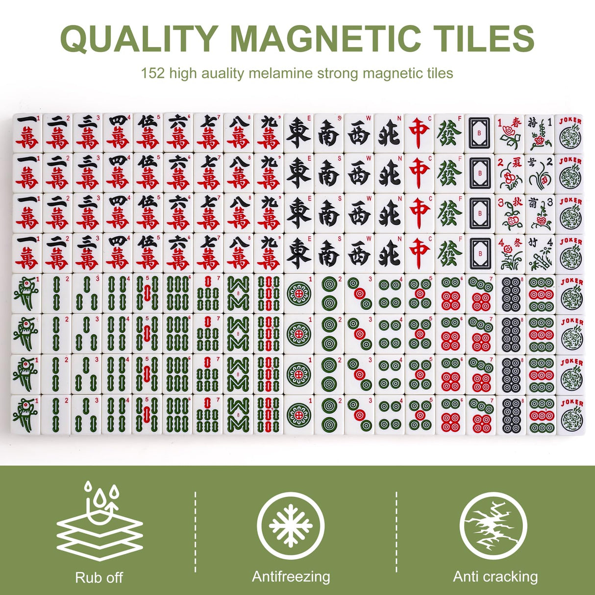 KIMOHOME Automatic Mahjong Table Foldable 44mm Tiles with Wheel with 2 Sets of Numbered Tiles (Blue & Green) Suitable for 152 Tiles Chinese, Filipino and American Style Mah Jong KIMOHOME