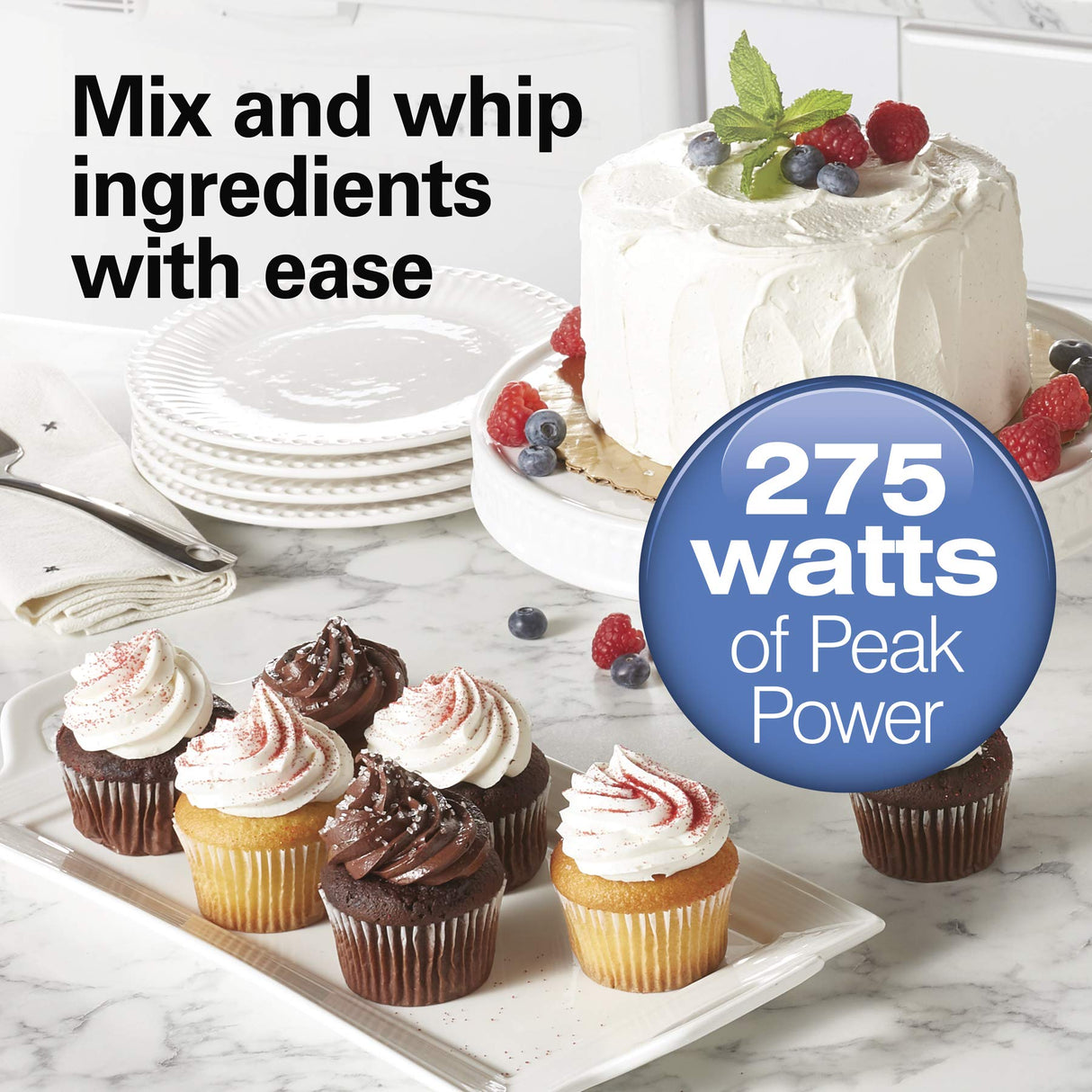 Hamilton Beach Power Deluxe 6-Speed Electric Hand Mixer with Snap-On Storage Case, QuickBurst, Beaters, Whisk, Powerful 250 Watt Motor, Bowl Rest, Black (62692) Hamilton Beach