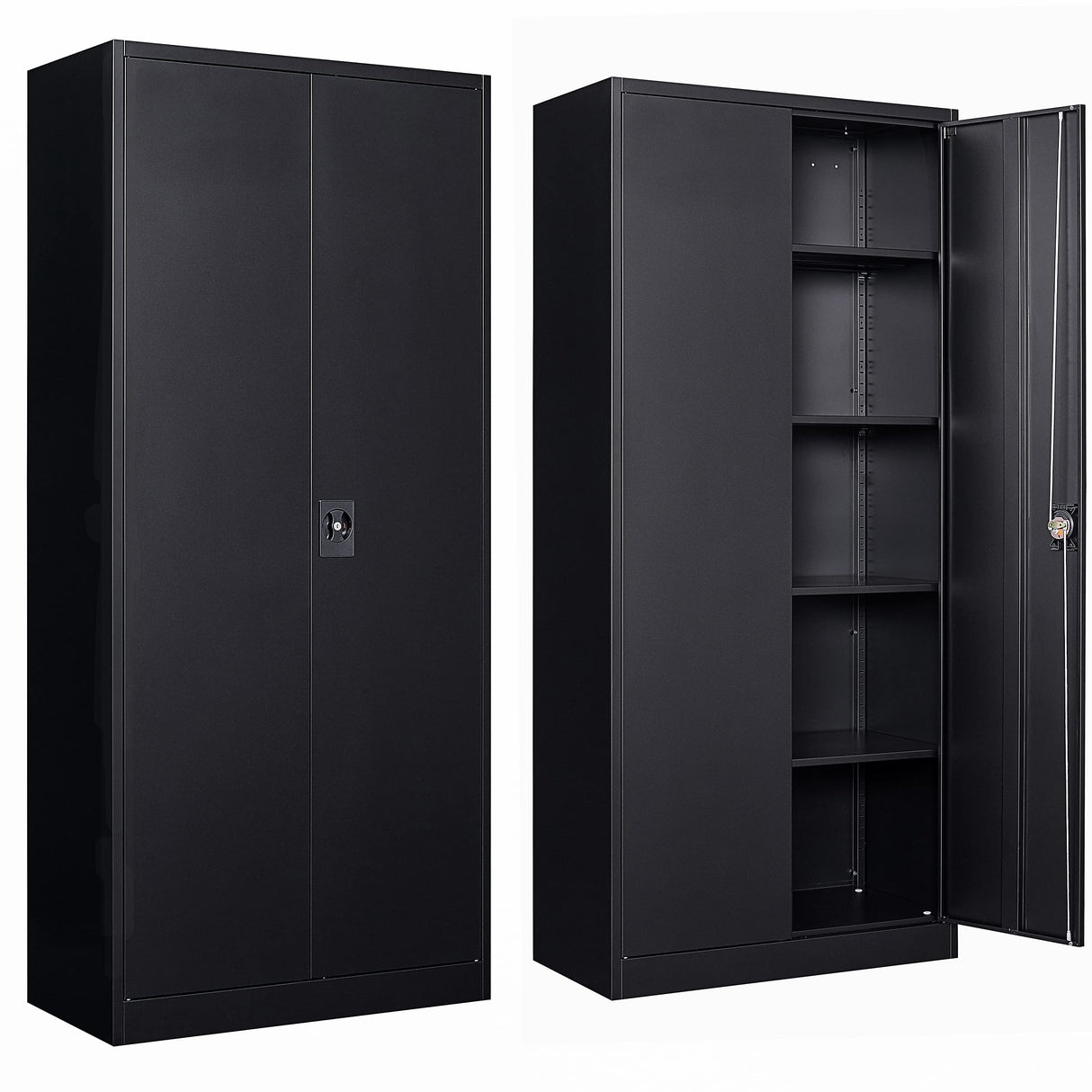 SISESOL Metal Garage Storage Cabinet with 2 Doors and 4 Adjustable Shelves 71" Pantry Cabinet Utility Storage Cabinet Locking Steel Storage Cabinet SISESOL