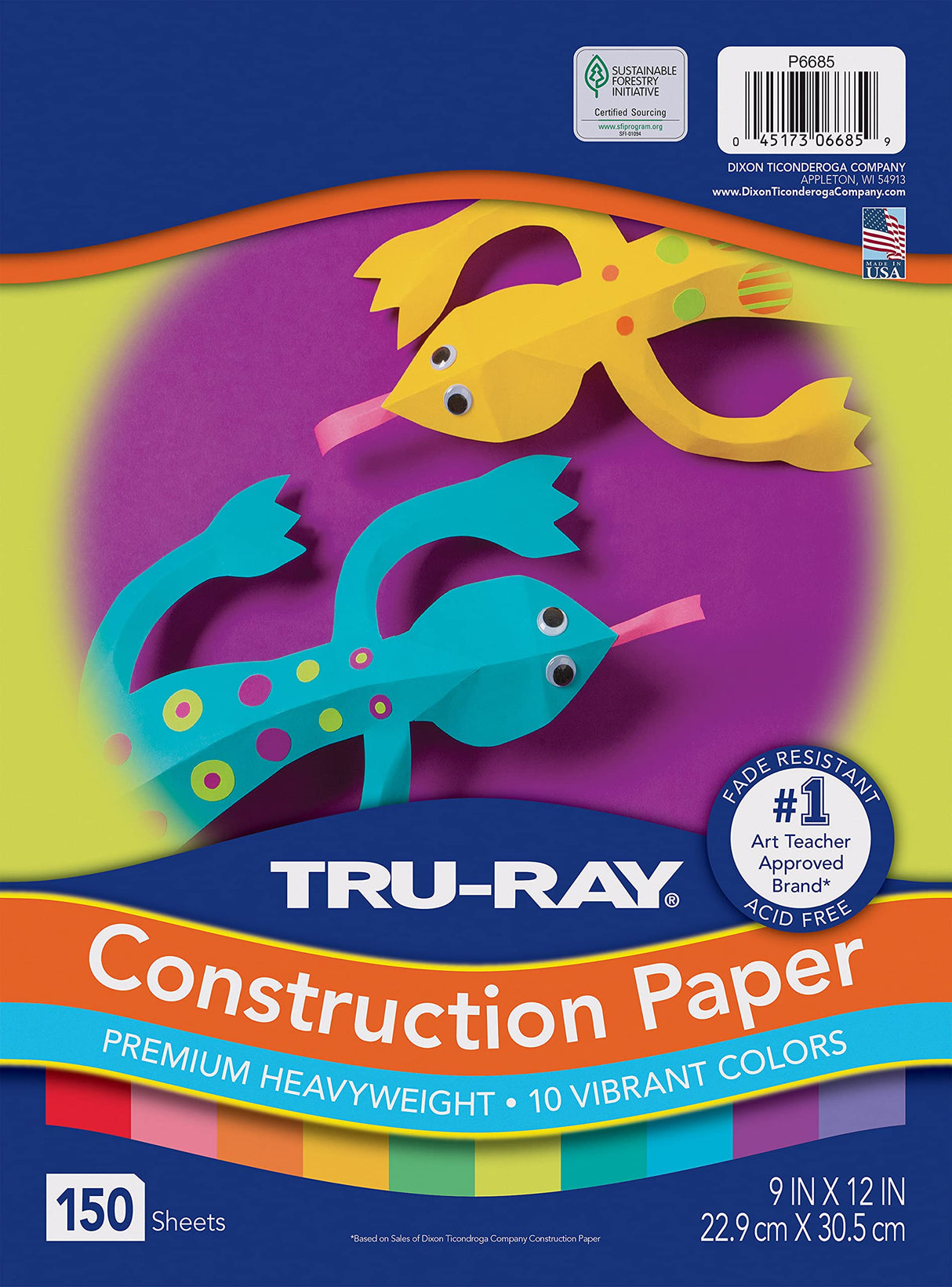 Tru-Ray Construction Paper, 10 Vibrant Colors, 9" x 12", 150 Sheets Tru-Ray