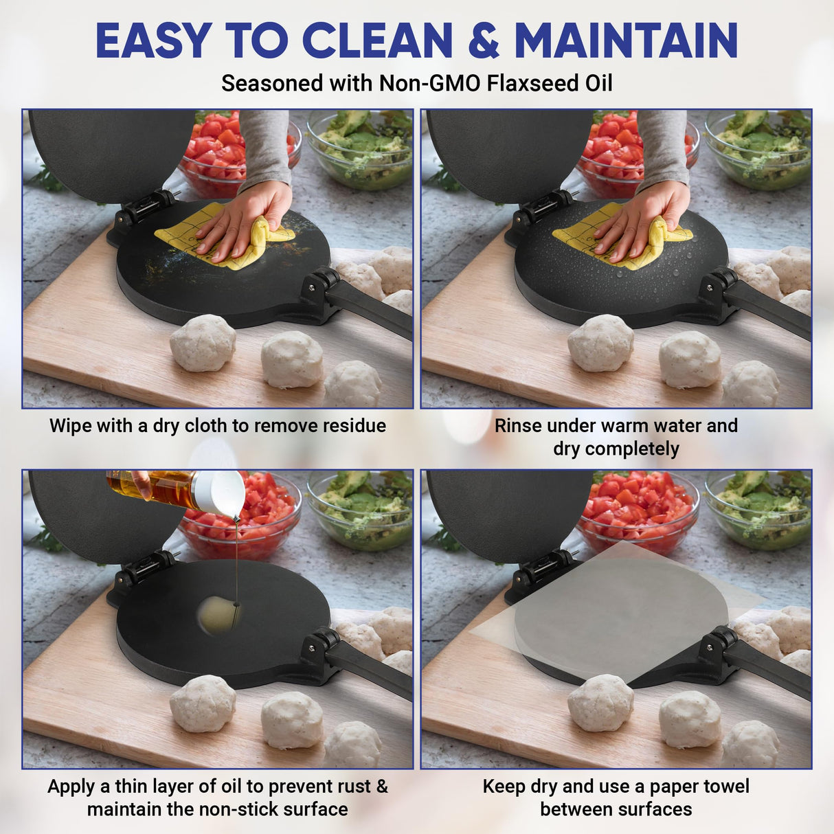 10 Inch Cast Iron Tortilla Press by StarBlue with FREE 100 Pieces Oil Paper and Digital Recipes e-book - Tool to make Indian style Chapati, Flour Tortilla, Roti StarBlue