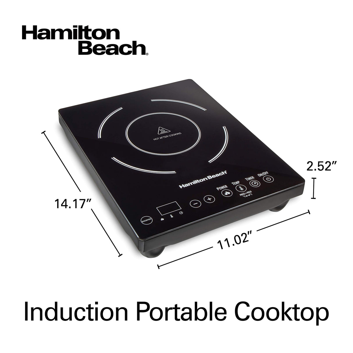 Hamilton Beach Portable Single Induction Cooktop Countertop Burner Hot Plate with Fast Heating Mode, 1800 Watts, 10 Temperature Settings up to 450F, Black (34104) Hamilton Beach