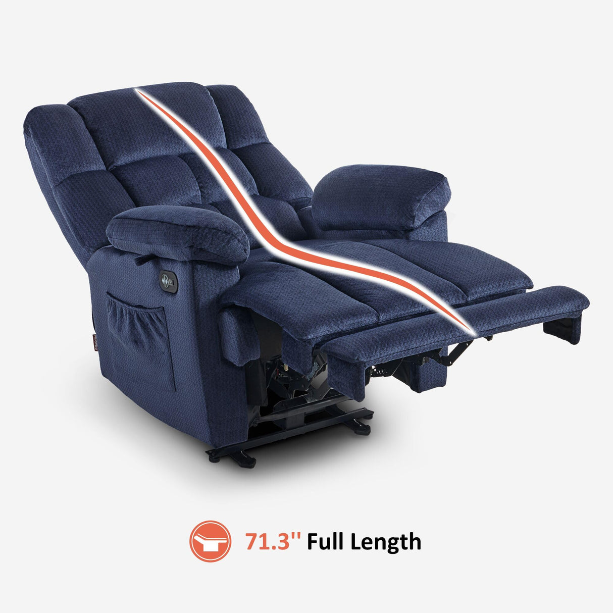 MCombo Zero Gravity Power Recliner Chair with Heat and Vibration Massage, Reclining Chair with USB Ports, Cup Holders for Living Room, Fabric R6233 (Navy Blue) MCombo