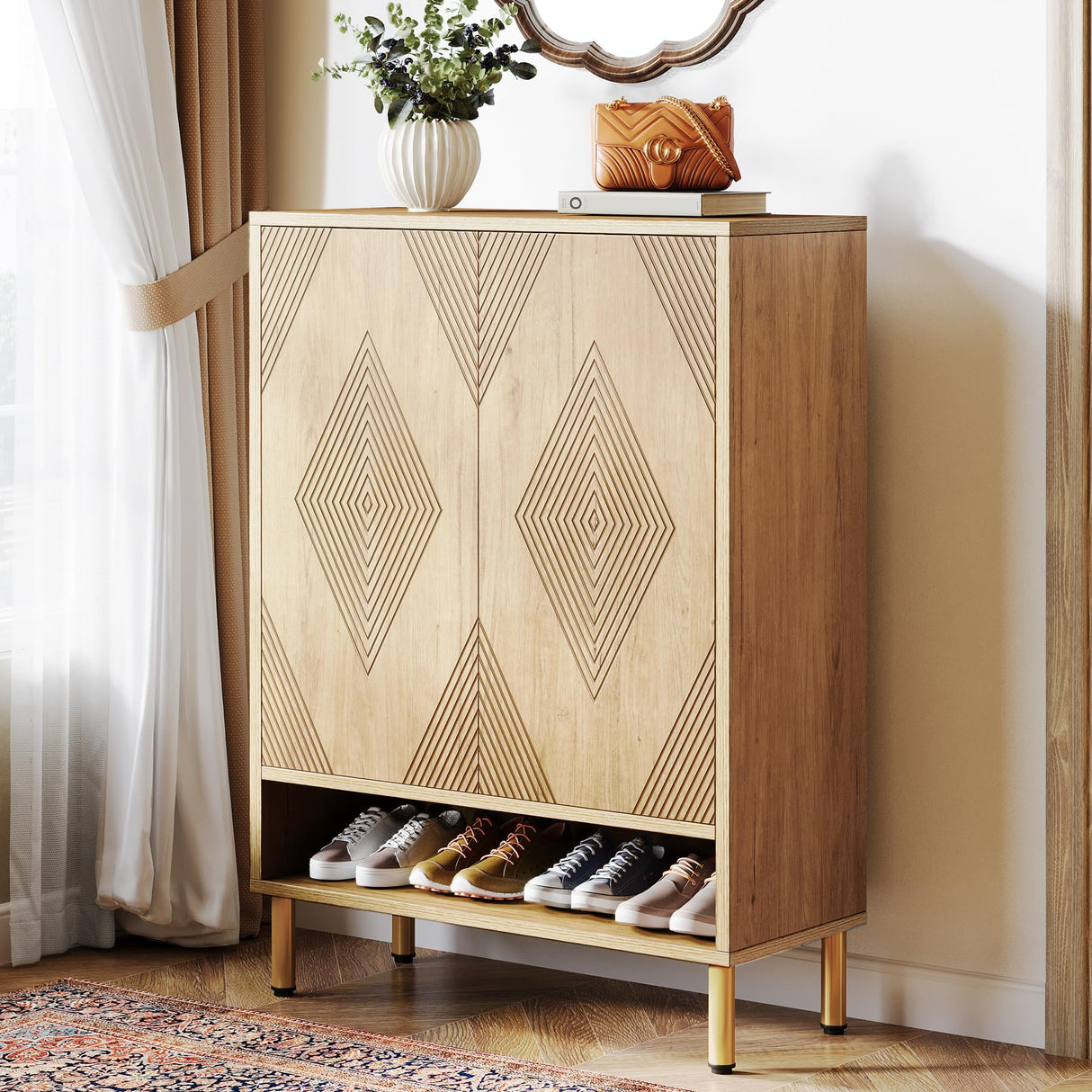 Tribesigns Shoe Cabinet with Doors, 6-Tier Shoe Storage Cabinet with Adjustable Shelves, 24 Pairs Wood Shoes Rack Modern Shoe Storage Organizer for Entryway, Closet, Living Room Tribesigns