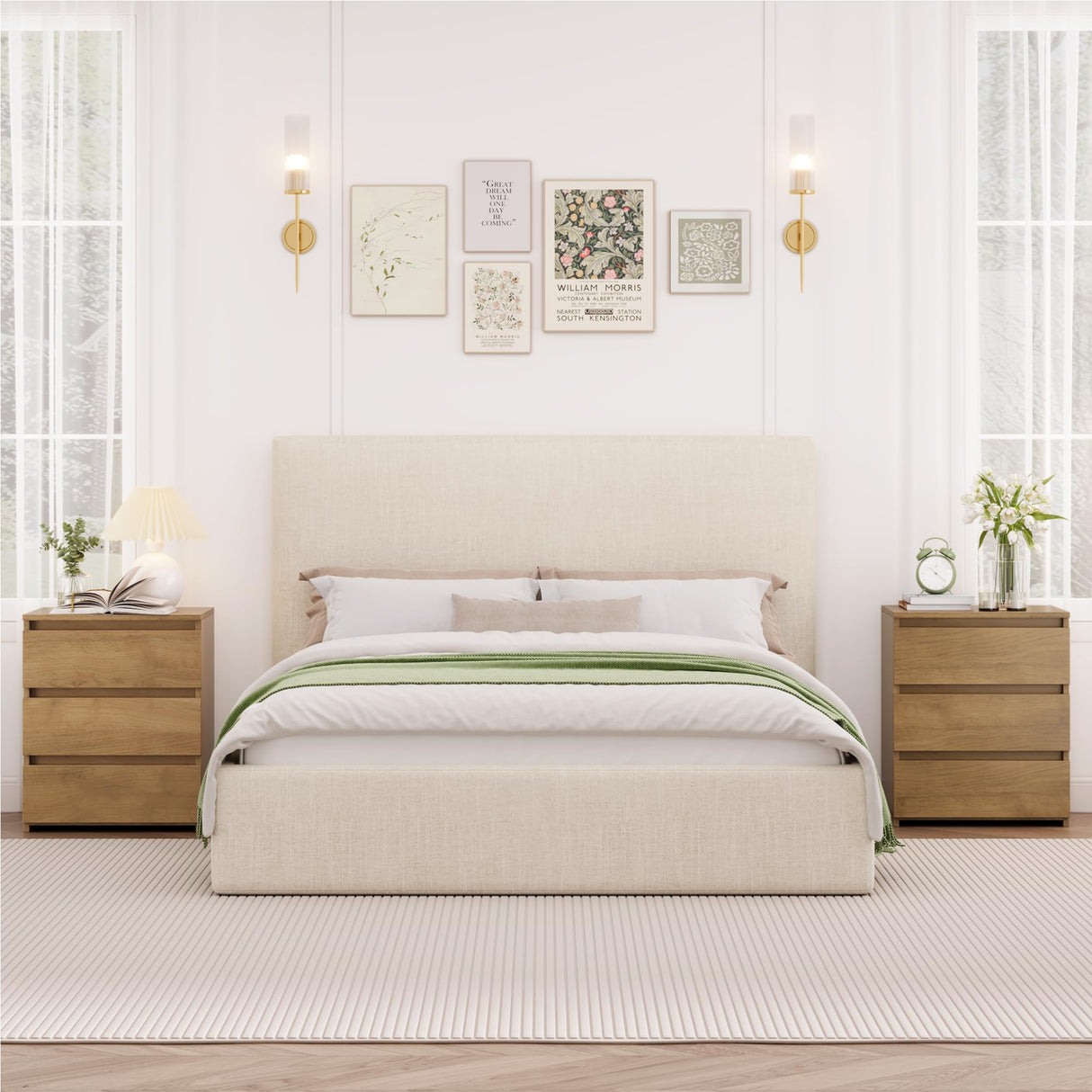 FOTOSOK Nightstand with 3 Drawers, Wood Bedside Table Night Stand for Bedroom with Cut-Out Handle, Sofa Side Table 3 Drawer Nightstand for Bedroom, 17.7W*15D*21.7H, Natural Wooden Grain FOTOSOK