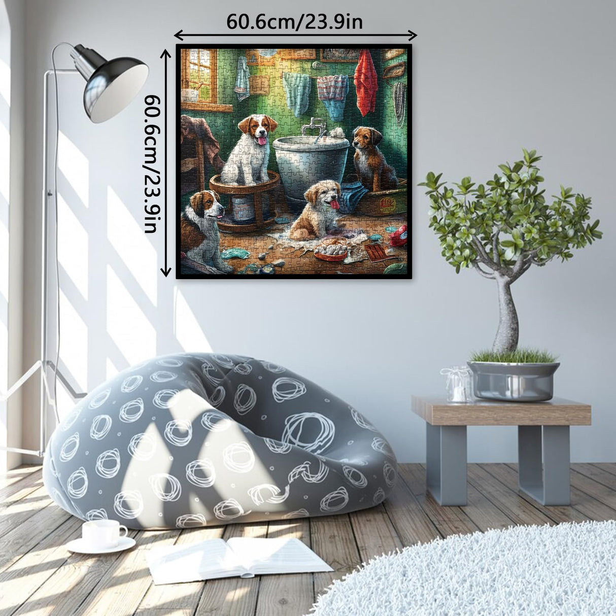 Puppy Puzzles for Adults 1000 Piece, Funny Dog Jigsaw Puzzle, Bath Party Dog Puzzle 23.9 * 23.9 inches IdeaBazar