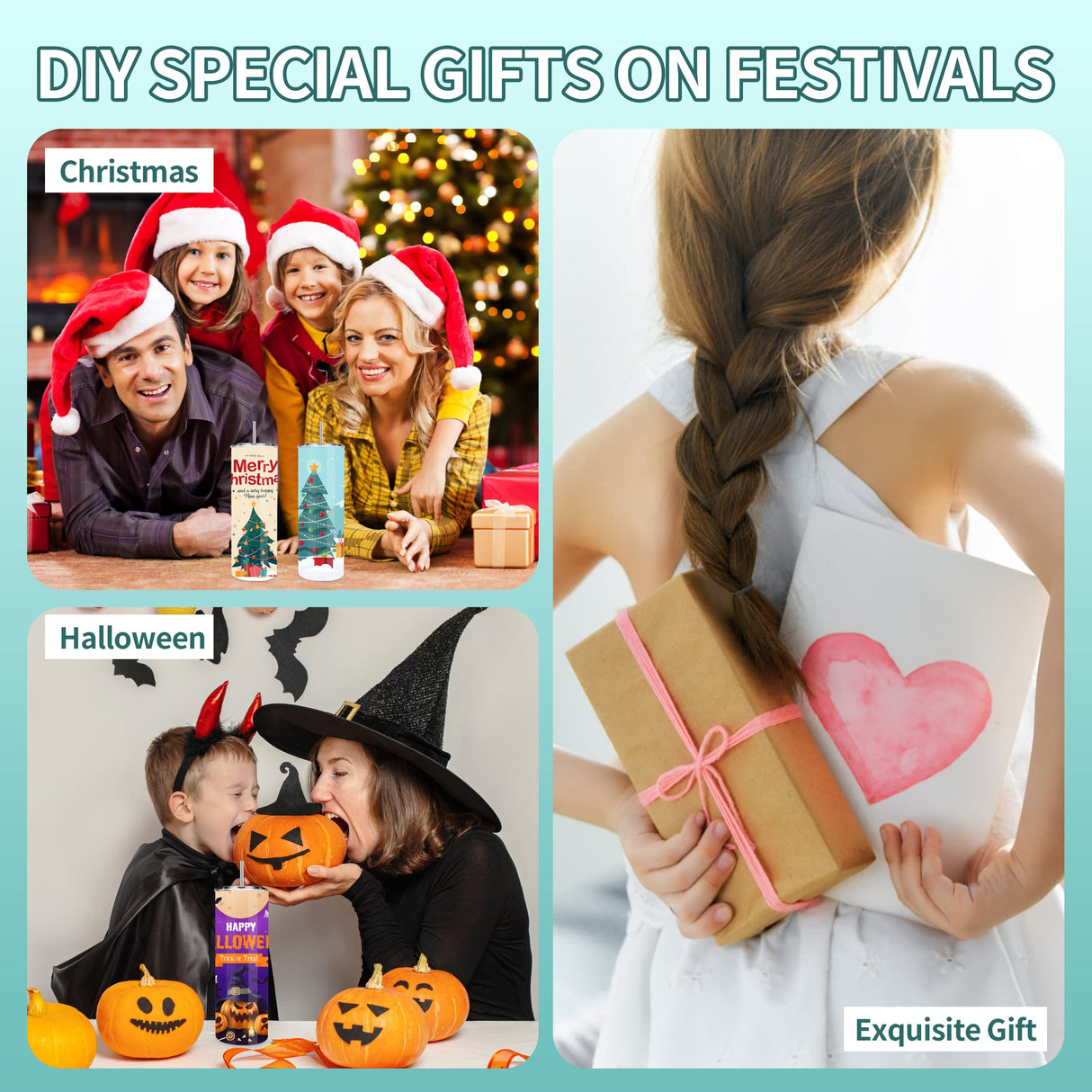 D·S 10 Pack Sublimation Tumblers Bulk 20 oz Skinny Straight Flat Bottom Blank Tumbler Cups with Individual Gift Boxed for Heat Transfer DIY Craft D·S