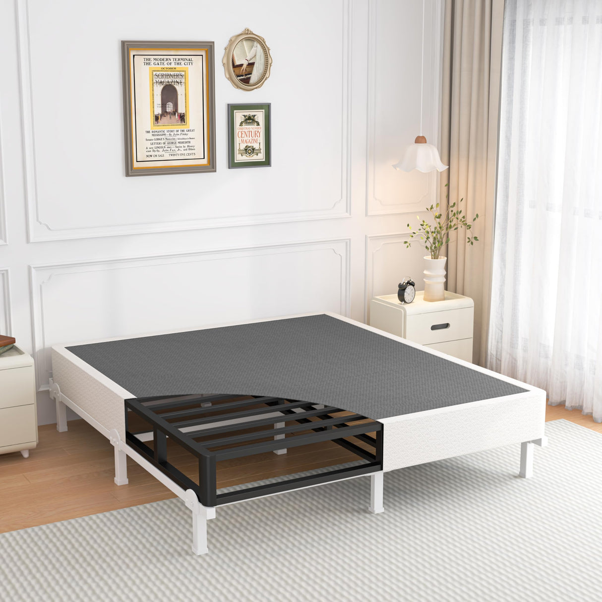 ROIL 10 Inch King Box Spring, Heavy Duty Metal Box Spring Mattress Foundation with Fabric Cover, 3500lbs Max Weight Capacity, Easy Assembly, Noise Free, Non-Slip ROIL