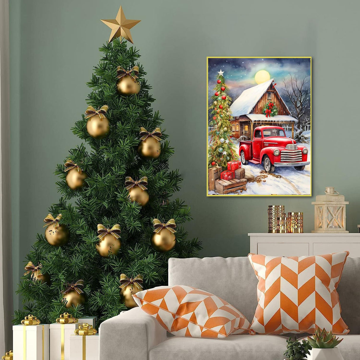 WEMEON Christmas Paint by Numbers Kit for Adults- Red Truck Adult Paint by Number Kits on Canvas Arts Crafts for Adults(16 x 20 Inch) WEMEON