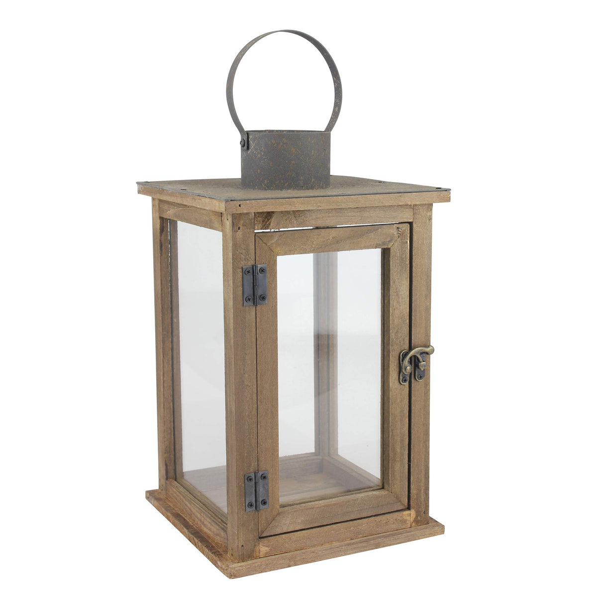 Stonebriar SB-5174B Rustic 12.5" Wooden Candle Lantern, Large, Brown Stonebriar