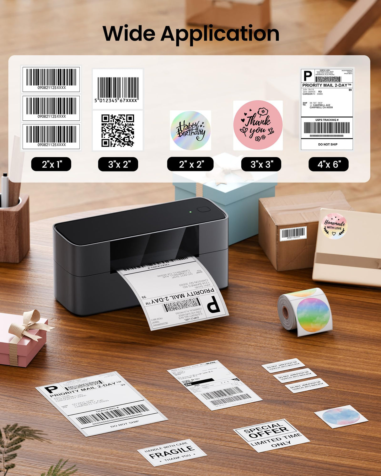 Itari Bluetooth Thermal Shipping Label Printer, 245-BT Wireless Label Printer 4x6, Desktop Label Printers for Small Business & Shipping Packages, Support iOS, Android, Windows, Amazon, Shopify, USPS Itari