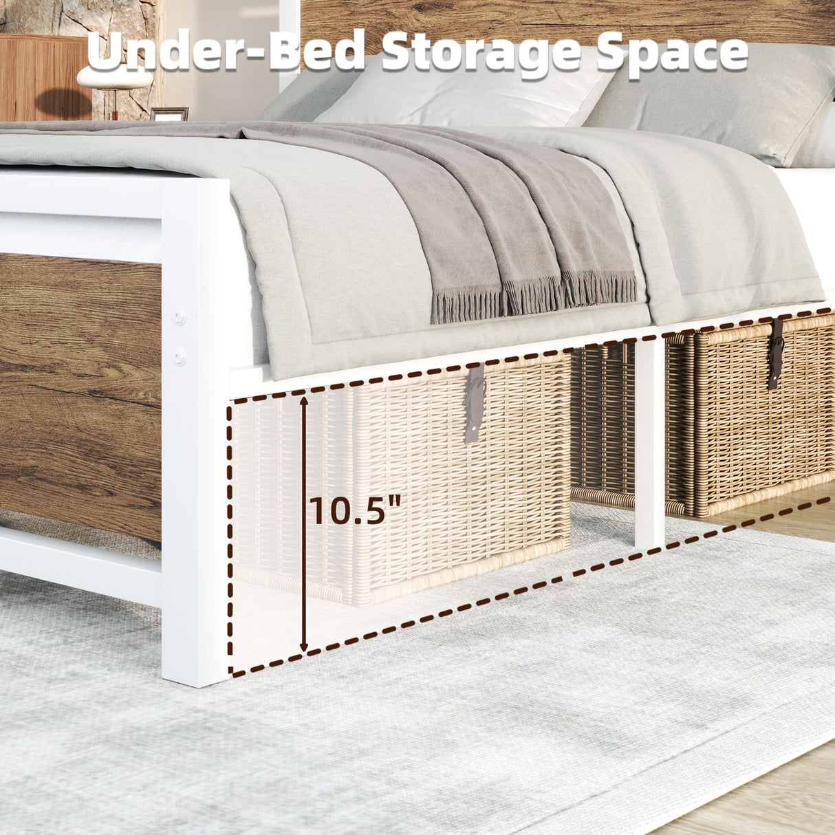 Catrimown Twin Bed Frames, Twin Platform Bed Frame with Headboard, Wooden Steel Slat Support, Heavy Duty Metal Bed Frame, Under Bed Storage, No Box Spring Needed, Noise-Free, Esay Assembly, White Catrimown