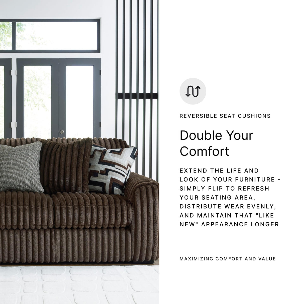 Signature Design by Ashley Midnight-Madness Modern Anti Sage Sofa with Reversible Cushions, Black Signature Design by Ashley