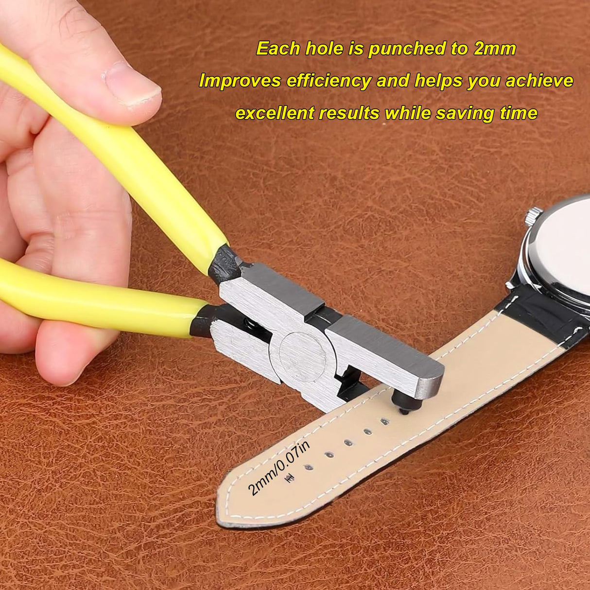 QBXMY7 2pcs Watch Band Hole Punch Plier, 2.0mm Belt & Shoe Strap Punch Tool, Handheld Wrist Belt Leather Hole Punch for DIY Craft & Fabric QBXMY7