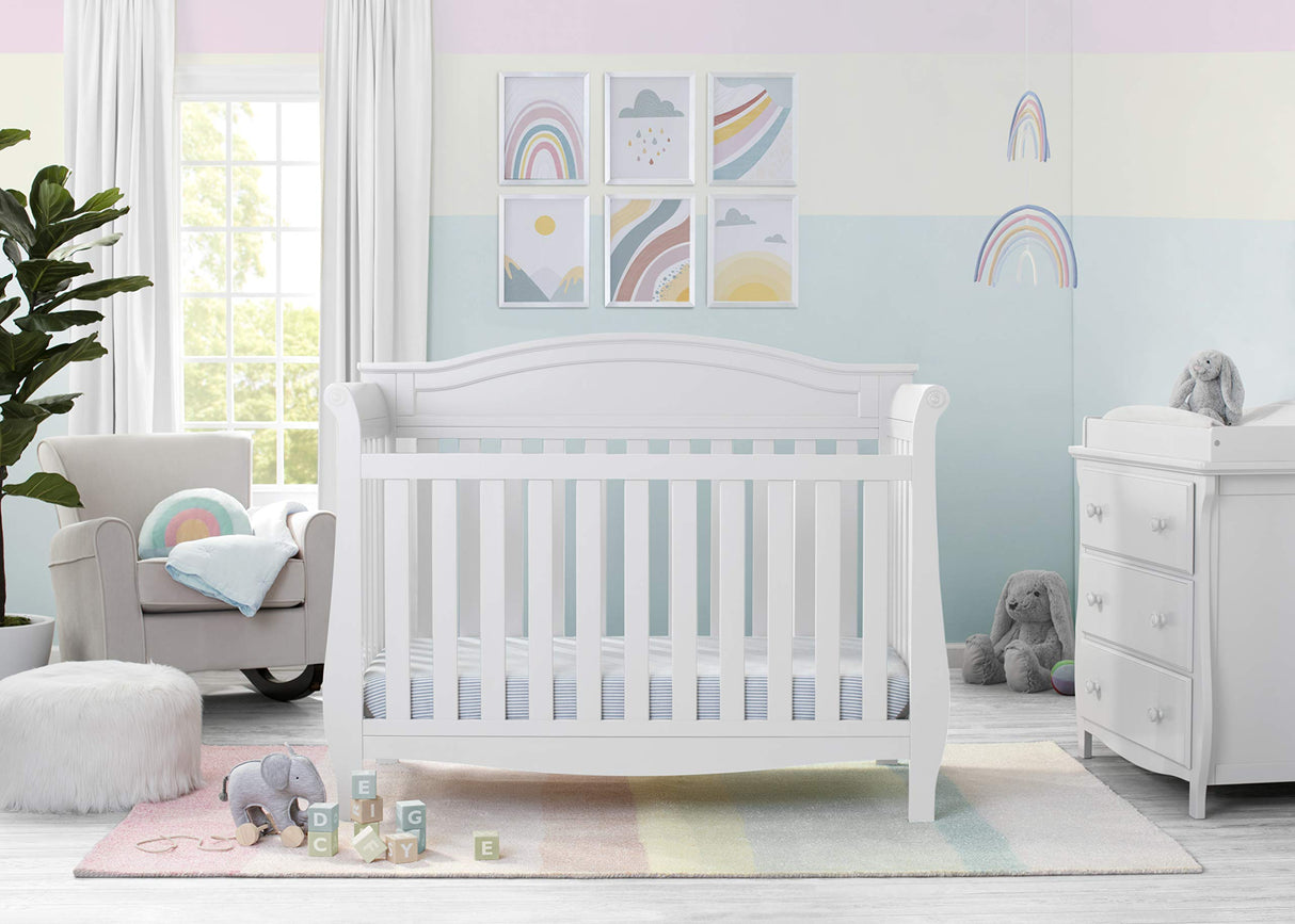 Delta Children Lancaster 4-in-1 Convertible Baby Crib, Bianca White Delta Children