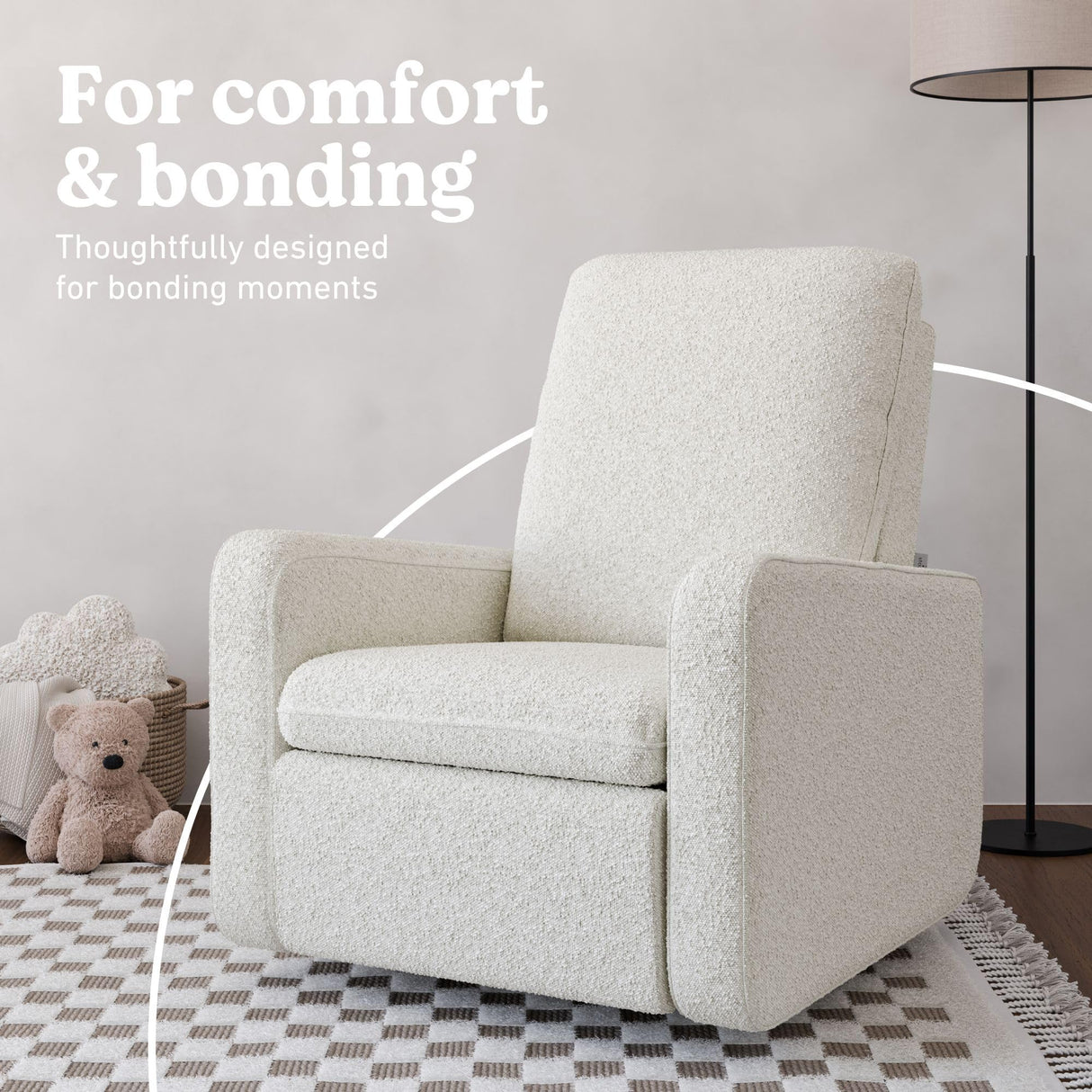 Graco Teddi Power Recliner Swivel Glider (Ivory Boucle) – Electronic Power Recline, USB-A & USB-C Charger, Premium Cushioning & Comfort Graco