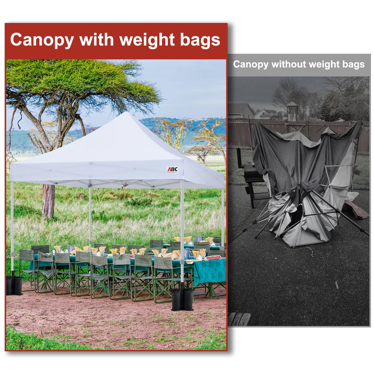 ABCCANOPY Canopy Weights 120 LBS Gazebo Tent Sand Bags,4pcs-Pack (Black) ABCCANOPY