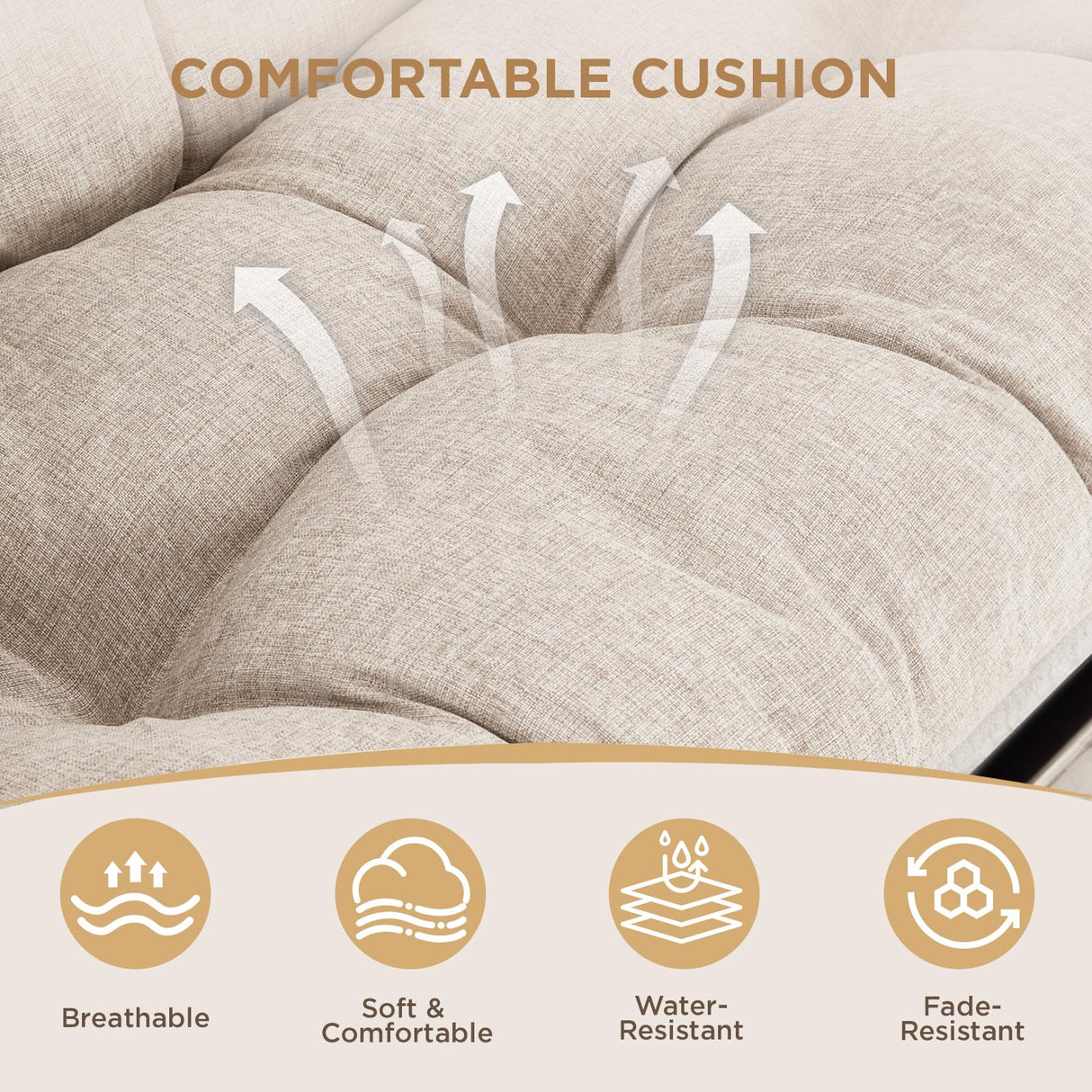 Buenhomino Oversized 2-Person Egg Chair Glider Rocking Chair, Heavy-Duty Wicker Rattan Outdoor Loveseat w/Thicken Padded Cushions, Extra Large Lounge Chair for Porch Backyard Patio Garden Yellow Buenhomino