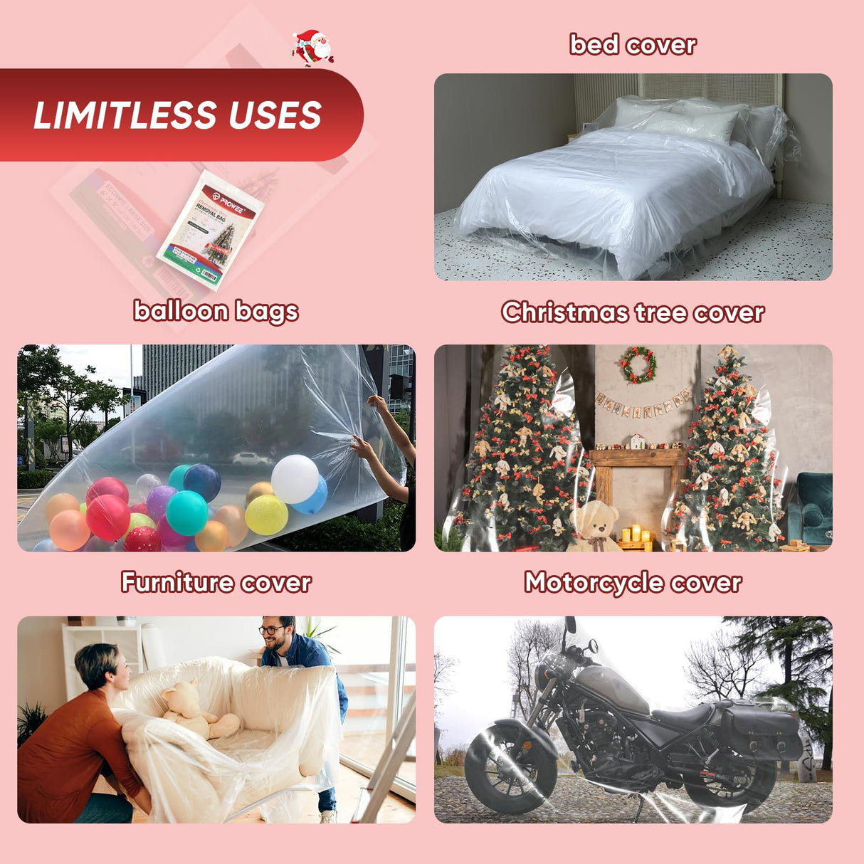 PROWEE All Purpose Use Jumbo Christmas Tree Removal Bag Extra Large 6ft width by 9 Feet Tall Christmas Tree Storage Bag Clear Waterproof Christmas Tree Bag for Upright Storage PROWEE