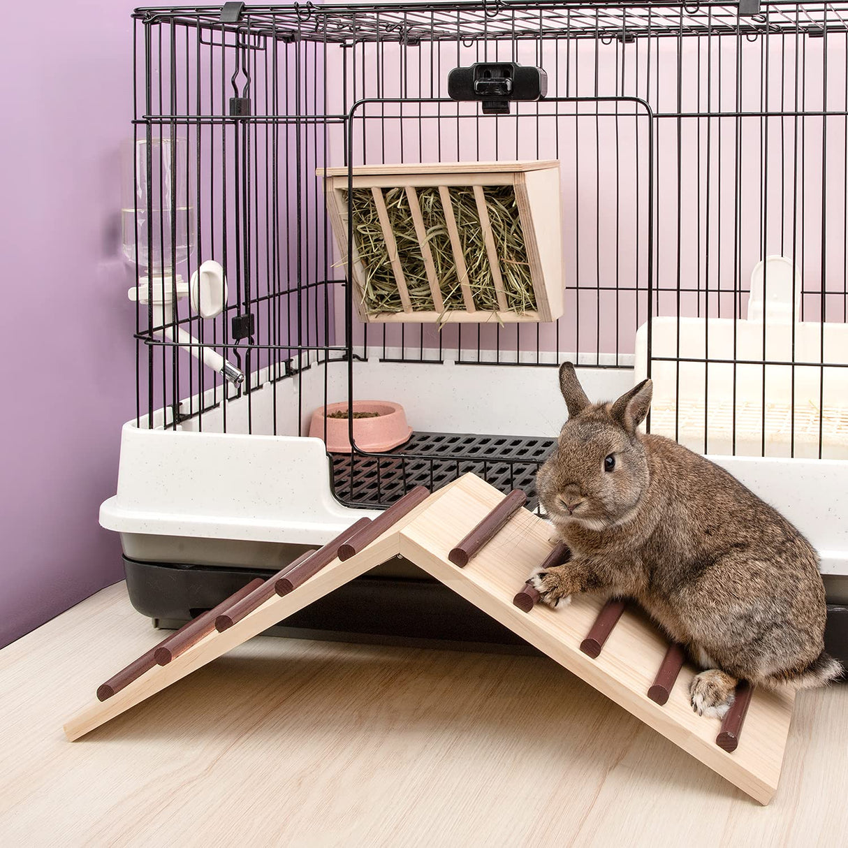 Niteangel Wooden Cage Bridge for Rabbits, Guinea Pigs and Chinchilla, Large Size Niteangel
