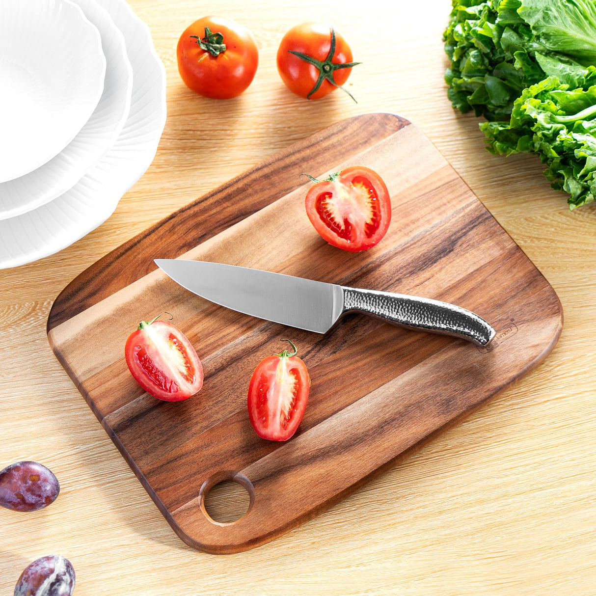 Acacia Wooden Cutting Board,JF JAMES.F Heavy Duty Wood Chopping Boards with Hang Hole, Thick Reversible Cutting Boards Serving Tray for Kitchen, Meat JF JAMES.F
