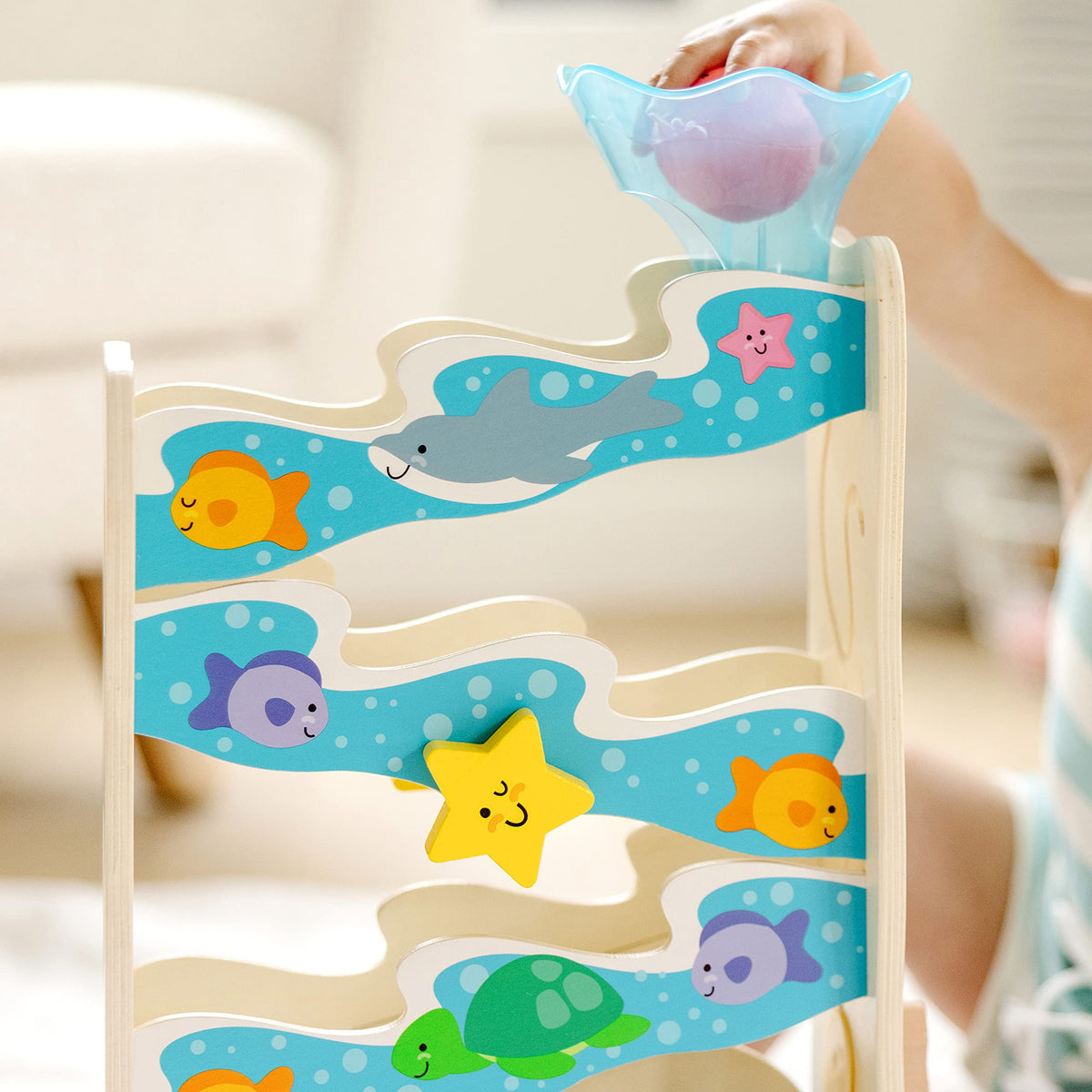 Melissa & Doug Rollables Wooden Ocean Slide Infant and Toddler Toy (5 Pieces) - FSC Certified Melissa & Doug