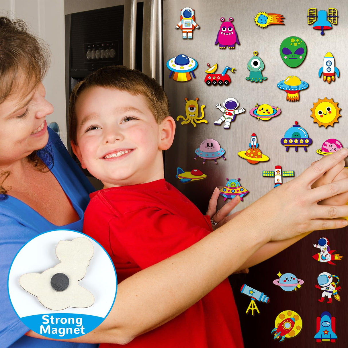 36 Outer Space Wooden Magnet Painting Craft Kit DIY Kids Astronaut Arts Crafts Painting Kit for Kids DIY Creativity Art Supplies for Boys Girls Party Favor Ages 4-8 8-12 Birthday Summer Crafts Gifts gisgfim