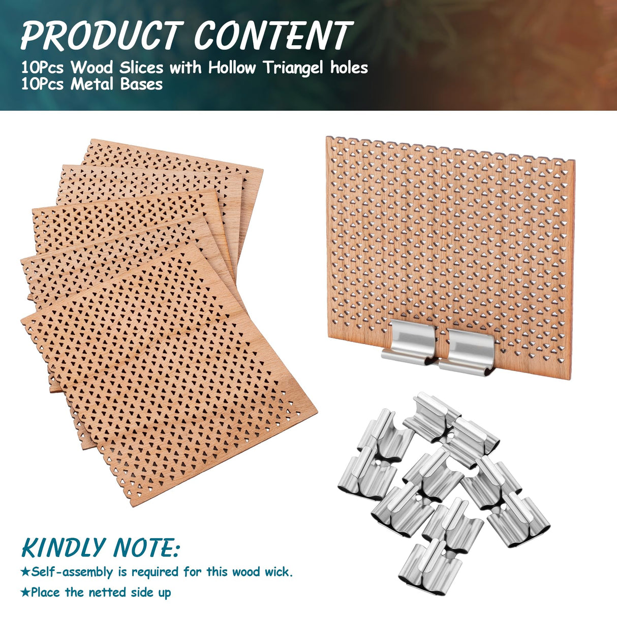 SWIGRANCE 6 Set Large Wood Candle Wick Grid Design Large Wooden Wick 2.7x2.4inch / 70x60mm (Width*Height), Natural Crackling Wood Wick Core with Iron Stands for Soy Candle Making Candles Supplies SWIGRANCE