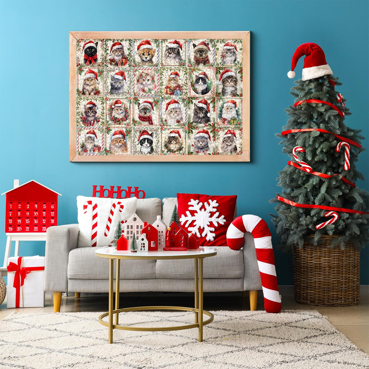 Christmas Cat Puzzles for Adults 1000 Pieces, Funny Animal Jigsaw Puzzle, Impossible Cute Kitty Puzzle as Home Wall Art Decor PPuzzling