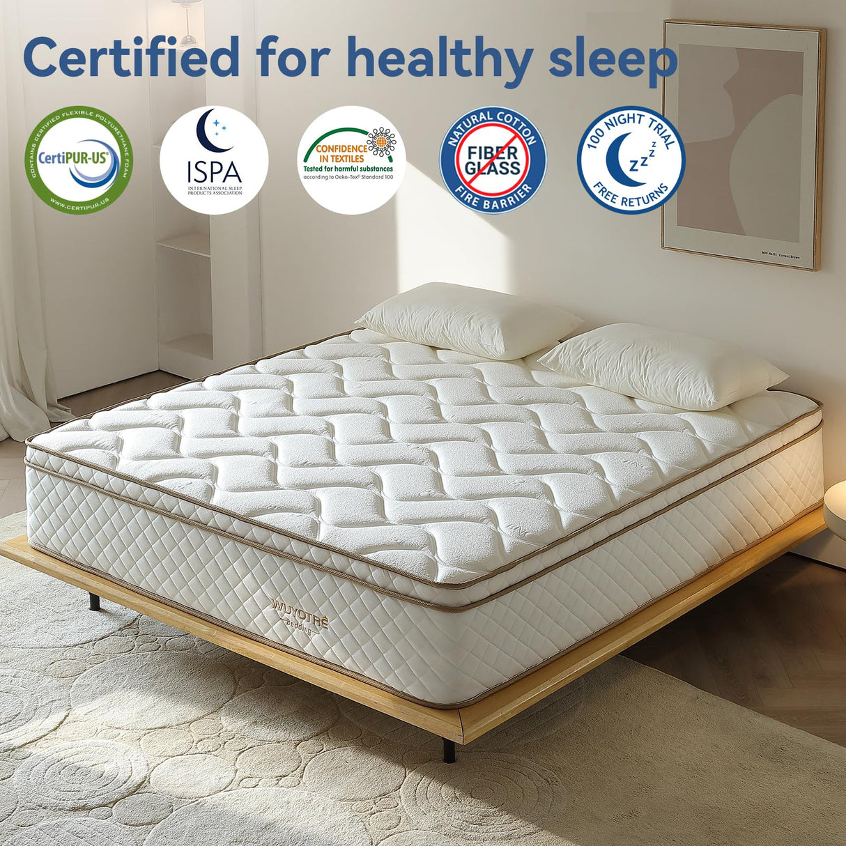 WUYOTRE Queen Size Mattress, 10 Inch Memory Foam Hybrid Mattress in a Box-Enhanced Support with Thicker Coils, CertiPUR-US Certified & Cooling Fabric - Back Pain Relief, Motion Isolation, Medium WUYOTRE