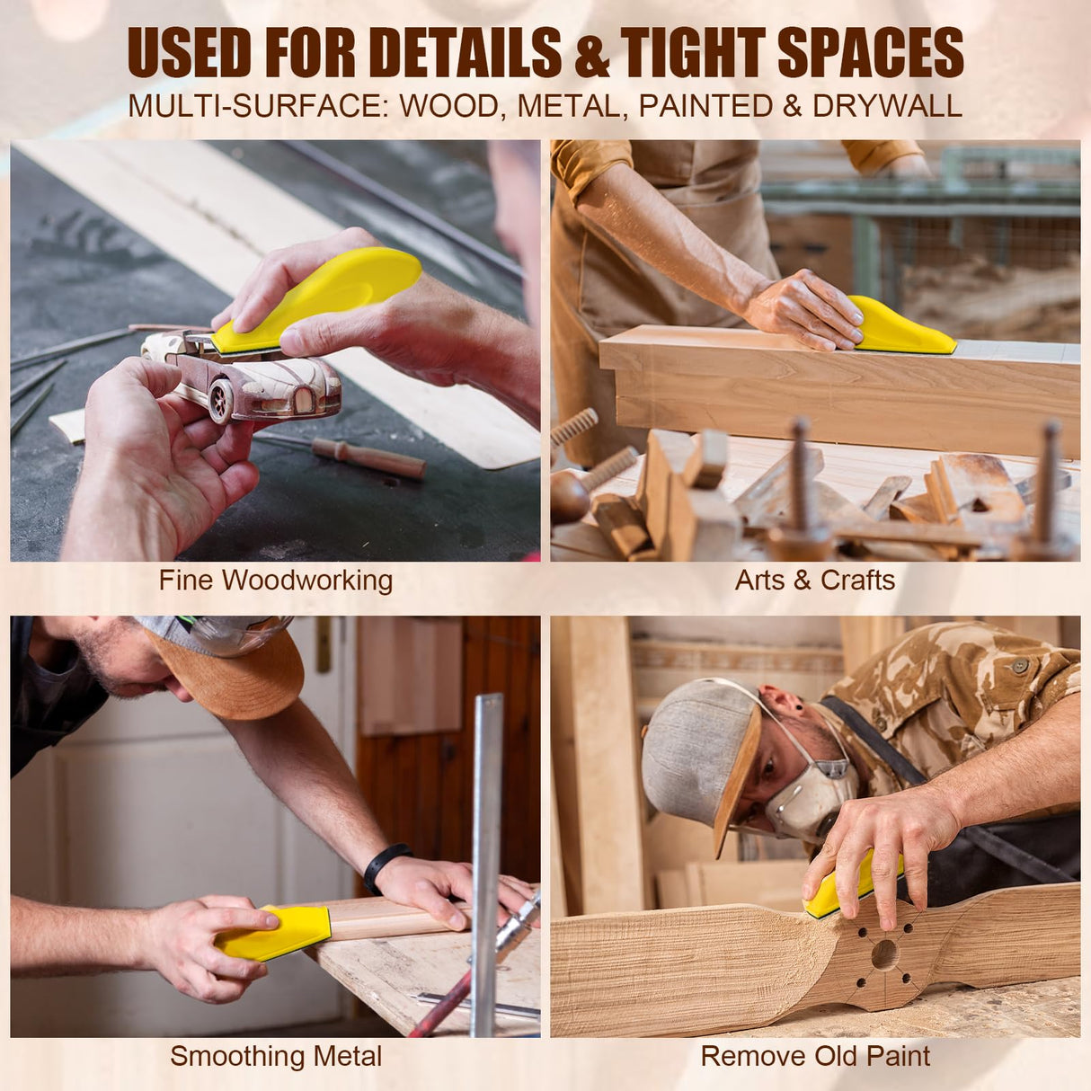 LVANJI 90PCS Premium Micro Detail Sander Kit, Updated 3-in-1 Mini Hand Sanding Block, 60-400 Grit Sandpaper for Wood Crafts, Tight Spaces, and DIY Polishing Projects lvanji
