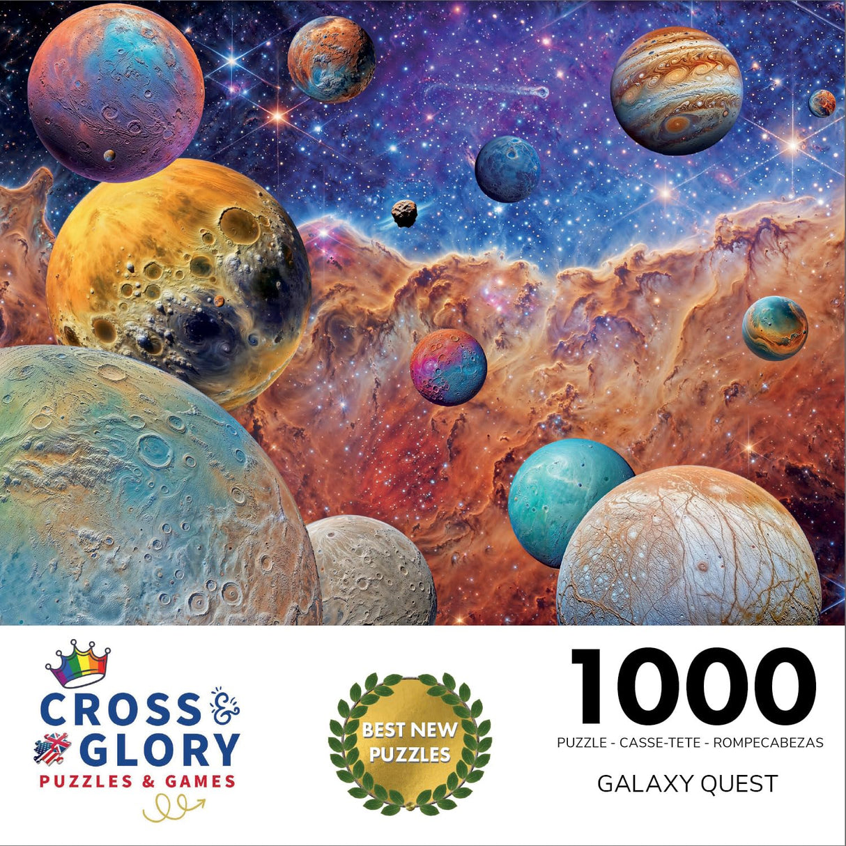 Cross & Glory - Galaxy Quest: Symphony of The Cosmos - 1000 Piece Jigsaw Puzzle for Adults | Solar System Galaxy Space | Vibrant | Educational | Family Fun Cross & Glory
