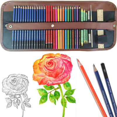 Drawing Pencils Sketching Kit, Graphite, Charcoal, Colored Pencils for Adult Artists Beginners, Ideal Gift for Drawing Sketching Shading, Watercolors Pencil Set for Family