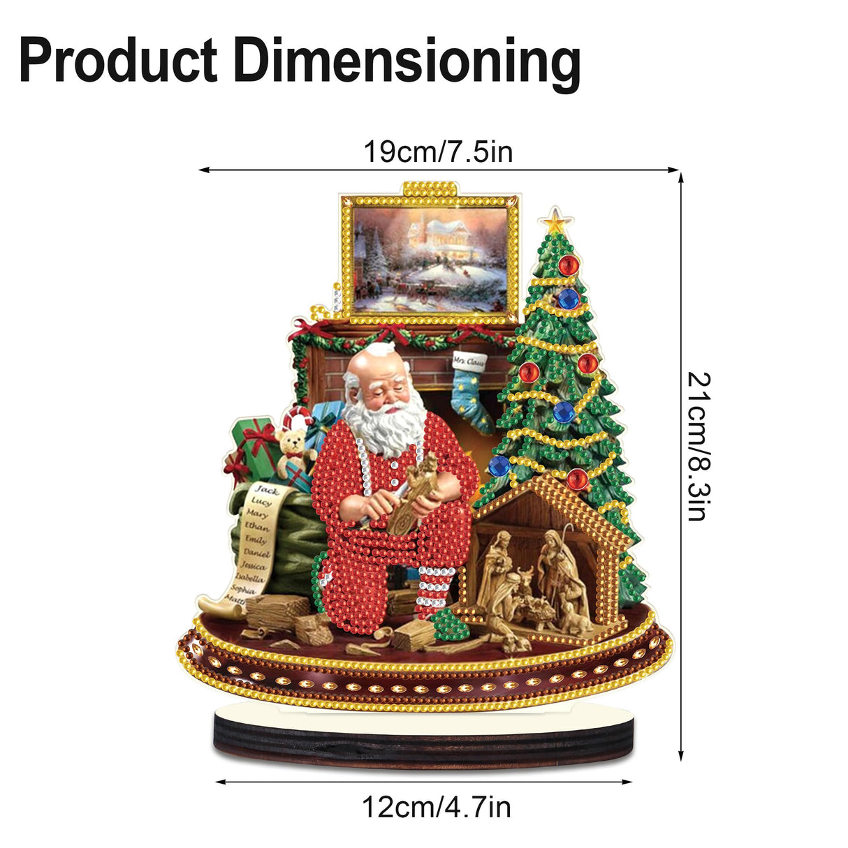 Christmas Diamond Art Tabletop Decoration, DIY Santa Claus in Carving, Diamond Art 5D Special Shape Crystal Diamond Partial Diamond Art Painting Mosaic Handicraft, Home Office Tabletop Decor Gift MVVMTOP