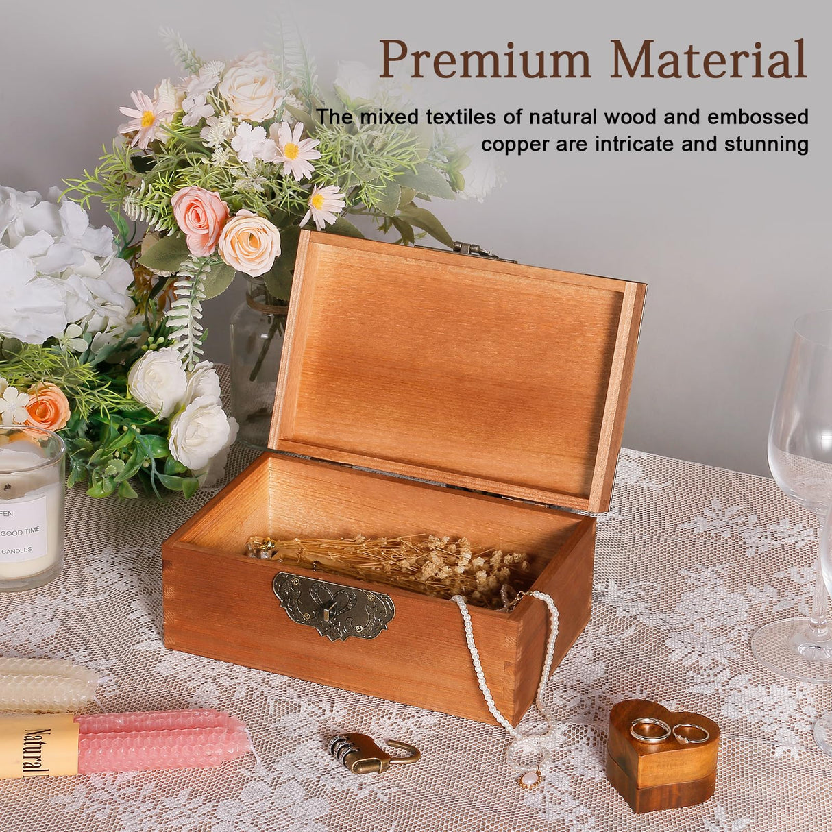 TUKDAK Personalized Wedding Keepsake Box with Lock, Wooden Decorative Memory Box, Photo Storage Box, Anniversary Engagement Bridal Christmas Gift for TUKDAK