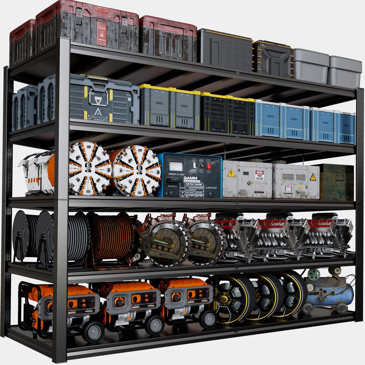 PMKES 65" W Garage Shelving Heavy Duty, Adjustable 5 Tier Metal Shelves, Commercial Metal Shelf Rack, Industrial Shelving PMKES