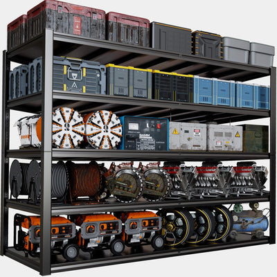 PMKES 65" W Garage Shelving Heavy Duty, Adjustable 5 Tier Metal Shelves, Commercial Metal Shelf Rack, Industrial Shelving