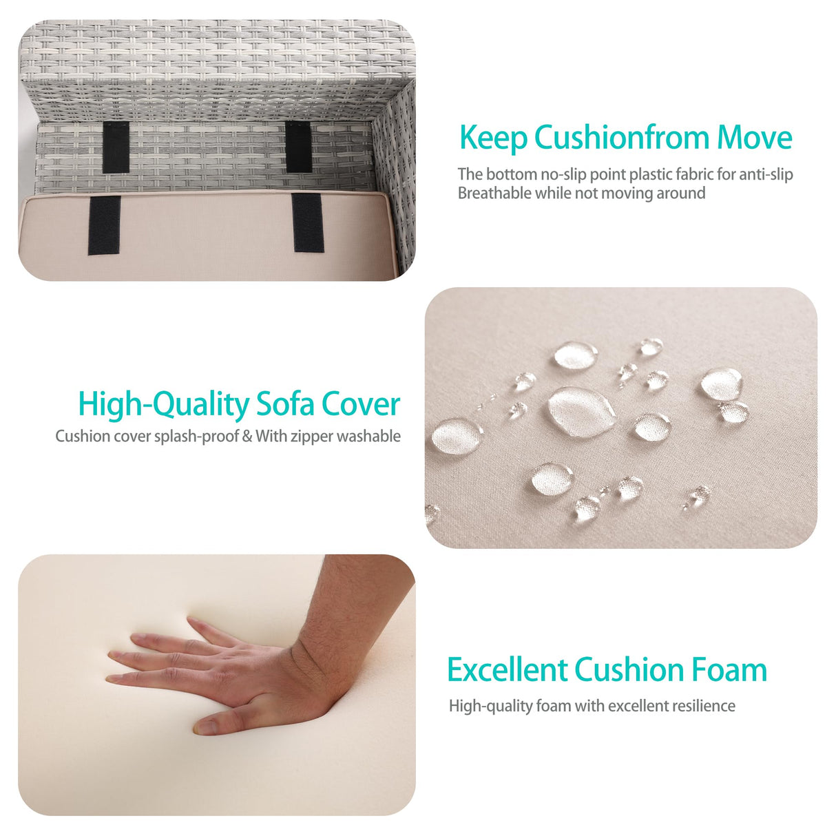 Muphyers 10-Piece Outdoor Patio Furniture Set with Rocking Swivel Chair, PE Wicker Rattan Sectional Sofa Patio Conversation Set with 55,000 BTU Fire Pit Table & Coffee Table, Sand Muphyers