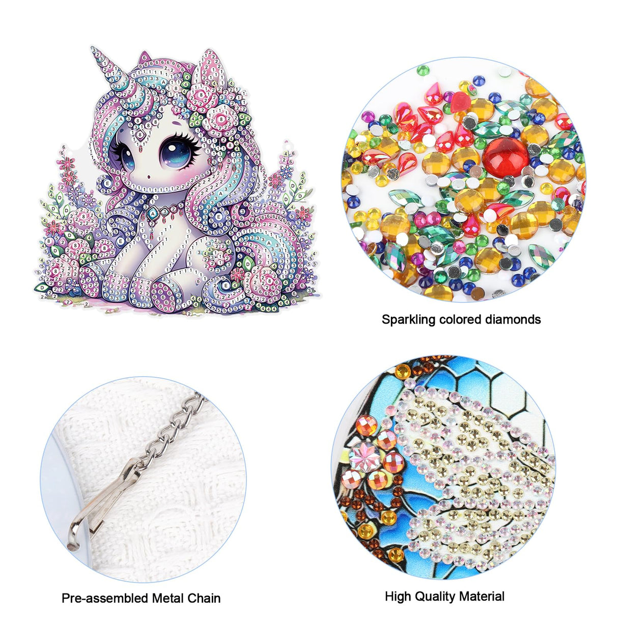 JISHSHAY Diamond Art Hanging Diamond Painting Sun Catchers Gem Art Table Wind Chimes Gem Painting Hanging Pendant Mosaic Kits for Adults Suncatchers Window Hangers with Special Drills Unicorn JISHSHAY