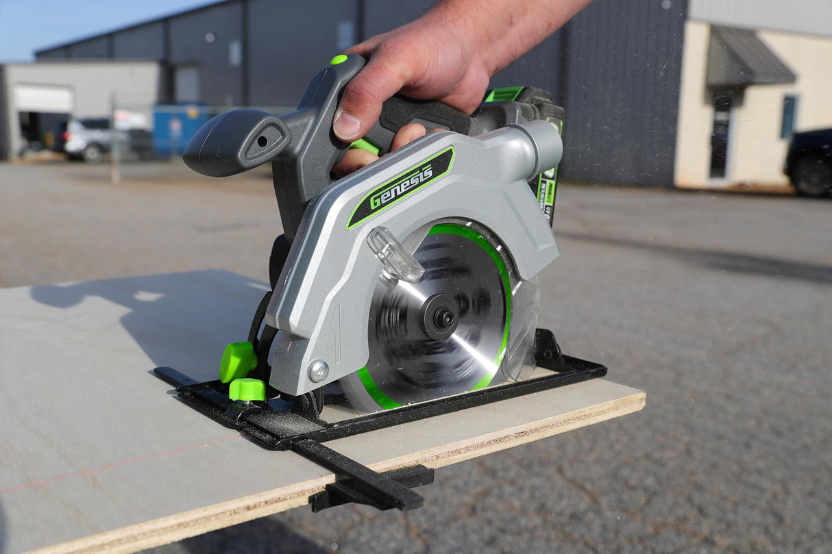 Genesis G20MAX 20V Cordless Circular Saw 6-1/2 inch with Laser & LED Light, Includes 24TCT thin-kerf blade, 2.0Ah Battery and Charger, 2 Year Warranty (GLCS2065B) Genesis