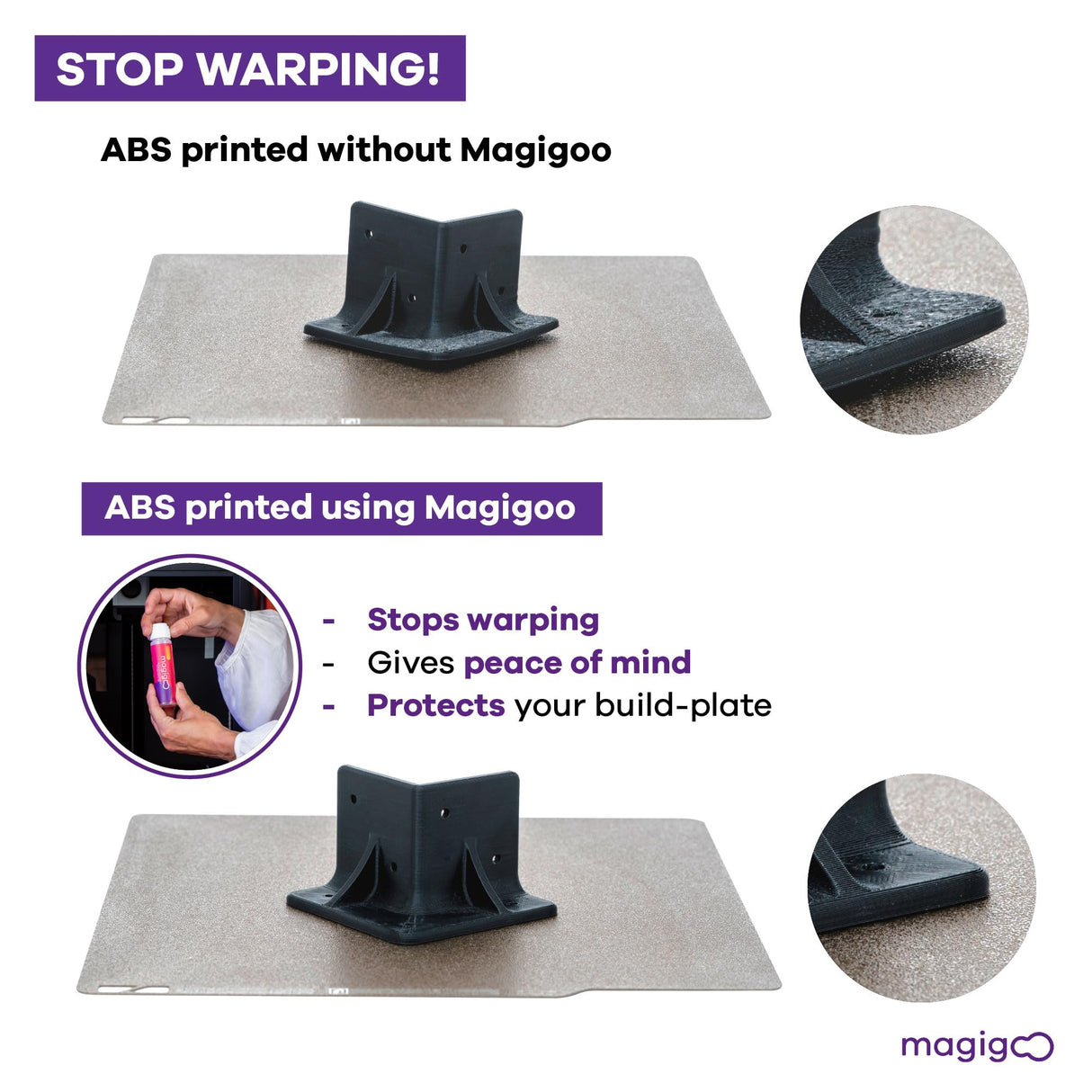 Magigoo MO2016 All-in-One 3D Printer Adhesive Glue, Reduces Warping for ABS, PLA, PETG, HIPS and TPU Filament on Glass, Flex Plate, PEI, Buildtak, Kapton 50ml, 1.69 fl. oz. Magigoo