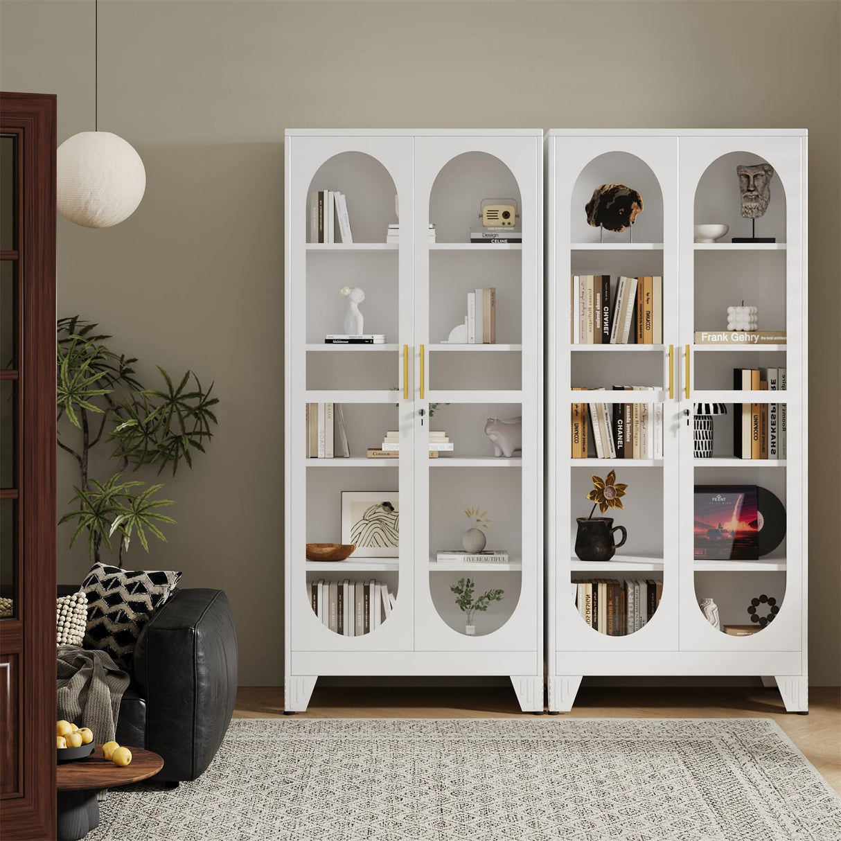 baoliwo Display Cabinet with Glass Door, 71" Tall Storage Cabinet with Adjustable Shelves, Metal Curio Cabinet Multi-Purpose Display Case for Collectibles Bedroom Living Room Office baoliwo